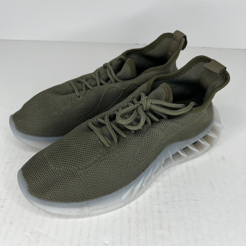 Taxi Womens Olive Green Mesh Low Top Lace Up Solid Sneakers Size 8 Running Shoes